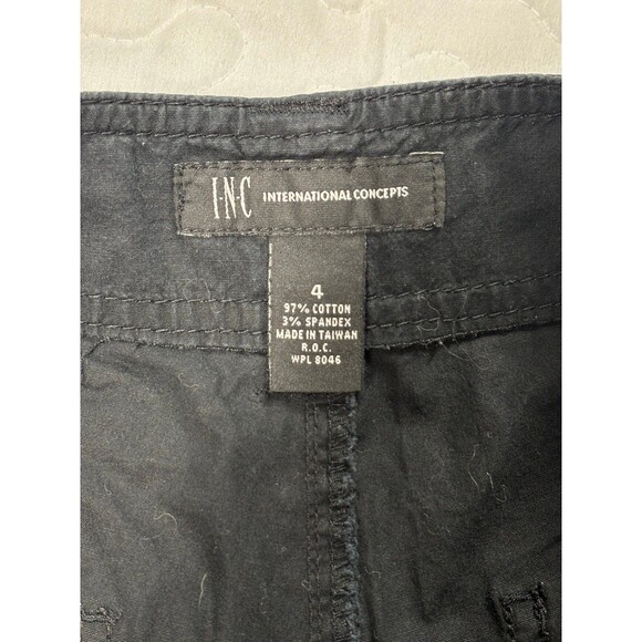 INC International Concepts Black Chino Y2K 4” inseam shorts size 4 - Picture 3 of 7